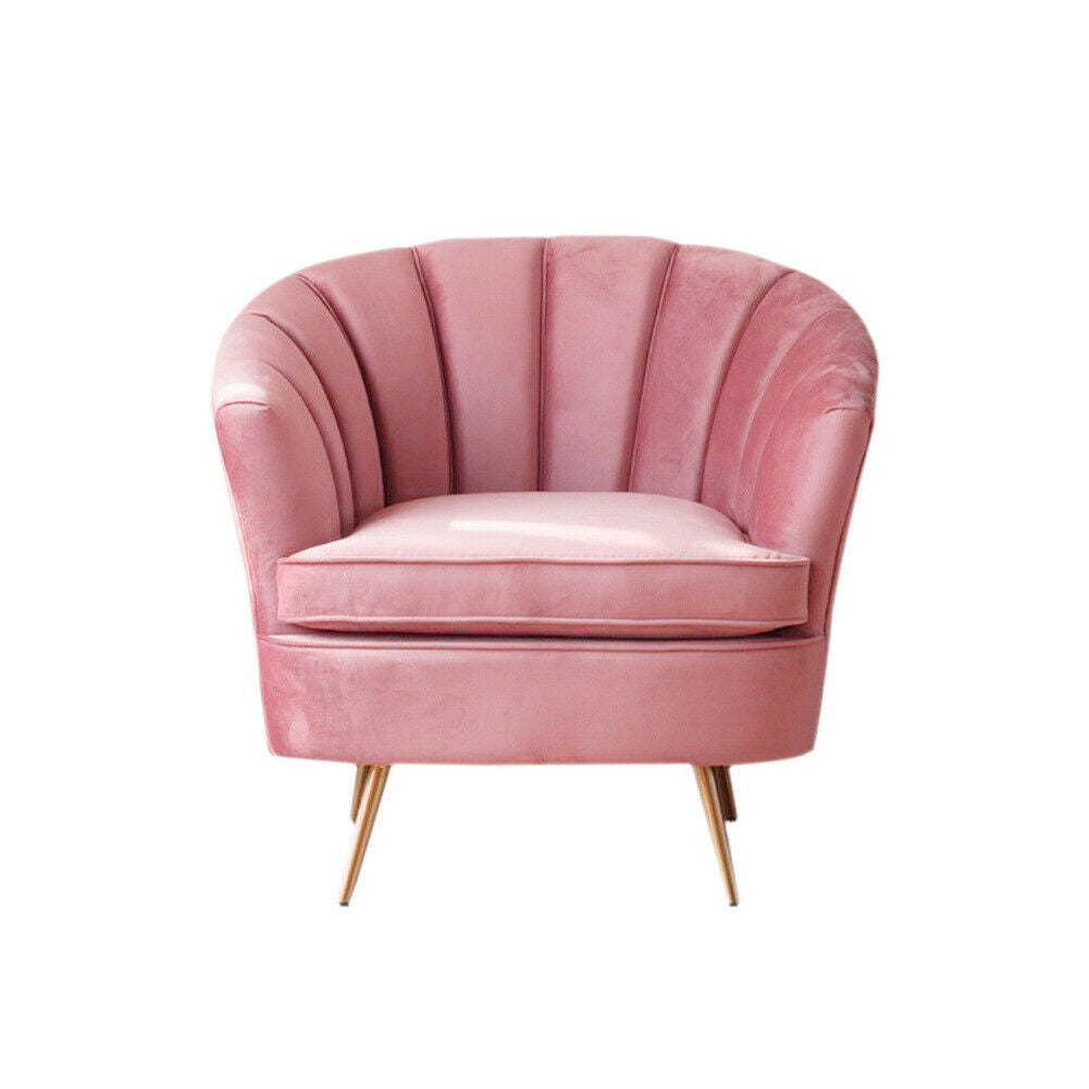 Blush Pink Wing Back Armchair Scallop Shell Cocktail Tub Occasional Lounge Chair