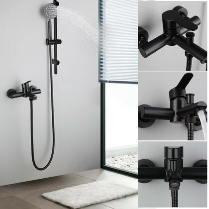 Modern Round Head Thermostatic Bar Shower Mixer Bathroom Riser Valve Taps Set UK