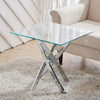 Square Glass Side End Table Small Coffee Table Lamp Stand Chrome Leg Furniture