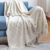 100% Acrylic Knit Throw Blanket Warm Decor Blanket with Tassels for Couch Bed