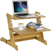 Bamboo Computer Desk Monitor Riser Stand Steady Up Laptop Workstation Converter