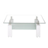 Rectangle Glass Coffee Table With Storage Modern Living Room Furniture Chrome