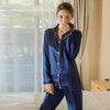 Women Lady Satin Silk Satin Pajamas Set Long Sleeve Night Sleepwear Pyjamas Suit