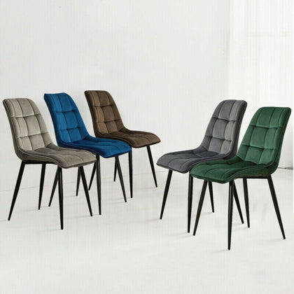 Set of 2 Velvet Dining Chairs Soft Padded Seat Metal Legs Modern Office Kitchen