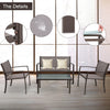 Garden Furniture 4x Patio Set Glass Table and Chairs Corner Lounge Outdoor Brown