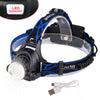 Zoom Headlamp 350000LM Rechargeable T6 LED Headlight Flashlights Head Torch