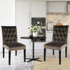 2X High Back Velvet Fabric Buttoned Back Dining Chairs Soft Side Chair Wood Legs