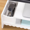 Computer Riser Monitor Stand Tidy PC Laptop Screen TV Desk Storage Rack White