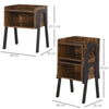 Rustic Bedside Cabinet Set of 2 Vintage Industrial Side end Tables Metal Legs