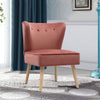 Upholstered Gray-Pink Velvet Armchair Chair Retro Button Wing Back Lounge Sofa