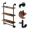 Industrial Pipe Bathroom Wall Mounted Floating Shelf with Towel Holder