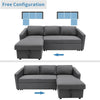 Modern 7.2ft Reversible Sectional Storage Sleeper Sofa Bed L-Shape 3 Seat Chaise