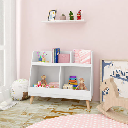 Children Bookshelf Storage Unit Kids Playroom Bookcase Rack Organizer Shelves