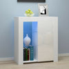 Modern Sideboard Cabinet Cupboard High Gloss 1 2 Doors Storage with LED Light