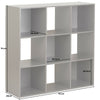Grey 9 Cube Modular Shelving Display Unit 4 x Grey Fabric Storage Box