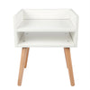 Morden White Bedside Table Night Stand Cabinet With Storage Shelves Wooden Legs