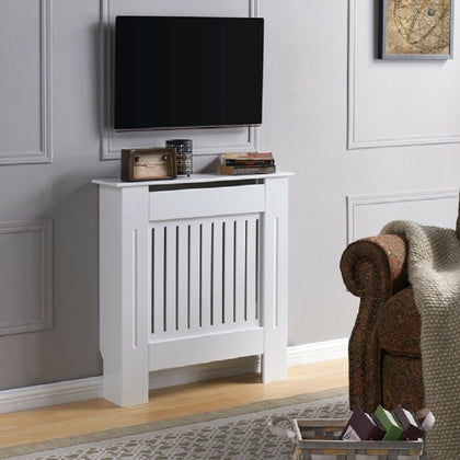 Radiator Cover Wall Cabinet MDF Wood Furniture Vertical Grill White Grey Modern