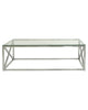 Glass Coffee Table Chrome Stainless Steel Modern Tempered Glass Living Room