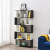S Shape 5 Tier Bookshelf Bookcase Storage Unit Movable Cube Ladder Shelf Black