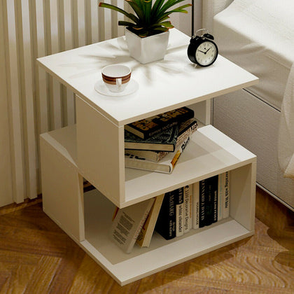 Modern Simple Coffee Table Small Sofa Side End Storage Unit Shelves Square Desk