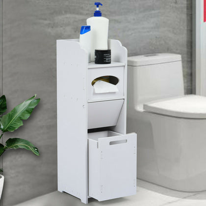 Bathroom Small Floor Wooden Cabinet Narrow Storage Cupboard Toilet W/ Drawers