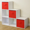 White 6 Cube Kids Toy/Games Storage Unit Girls/Boys Bedroom Shelves 3 Red Boxes