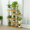 Climb 6-Tiered Carbonised Wood Plant Stand Flower Pot Rack Bonsai Display Bench