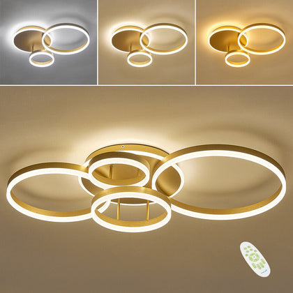 Modern Round 3/5 Ring LED Ceiling Light Pendant Lamp Chandelier Lights Bedroom