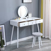 Chic Dressing Table Vanity Table with Round Mirror Drawer Stool Set Bedroom BN