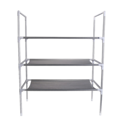 3 Tier Shoe Storage Organiser, Grey Shoe Rack, Shelf, Storage for 12 Pairs Shoes