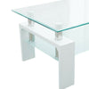 Coffee Table With Storage Shelves Wooden Legs Living Room Furniture White Glass