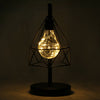 Retro Black Geometric Wire Industrial LED Light Bulb Bed Side Battery Table Lamp