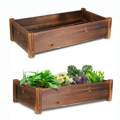 Garden Planter Raised Bed Durable Pine Wood Planter Box 65cm Indoor Outdoor Use