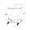 Silver Drinks Trolley 2 Tier Glass Shelves Wine Food Holder Serving Cart Home