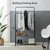 Metal Clothes Double Rail Rolling Garment Heavy Duty Hanging Rack Shelf Display