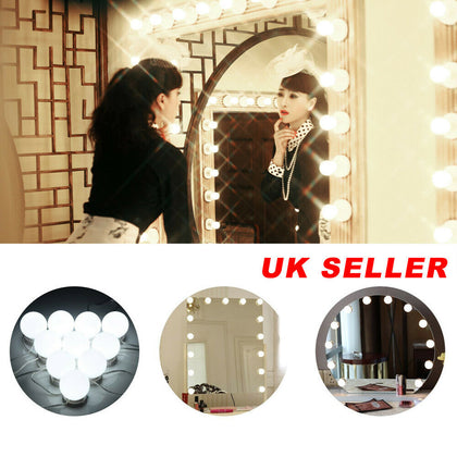 10 Led Bulbs Hollywood Mirror Lights Vanity Makeup Bathroom Dressing Table