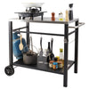 Outdoor Grill Dining Cart Double-Shelf BBQ Movable Food Prep Trolley Patio