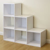 White 6 Cube Kids Toy/Games Storage Unit Girls/Boys Bedroom Shelves 3 Grey Boxes