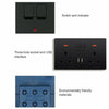 Double Wall Plug Socket 2 Gang 13A w/ 2 USB Charger Port Outlets Black Plate UK