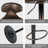 Set of 2 Bar Stools Adjustable Swivel PU Leather Pub Chair Kitchen Dining Chair