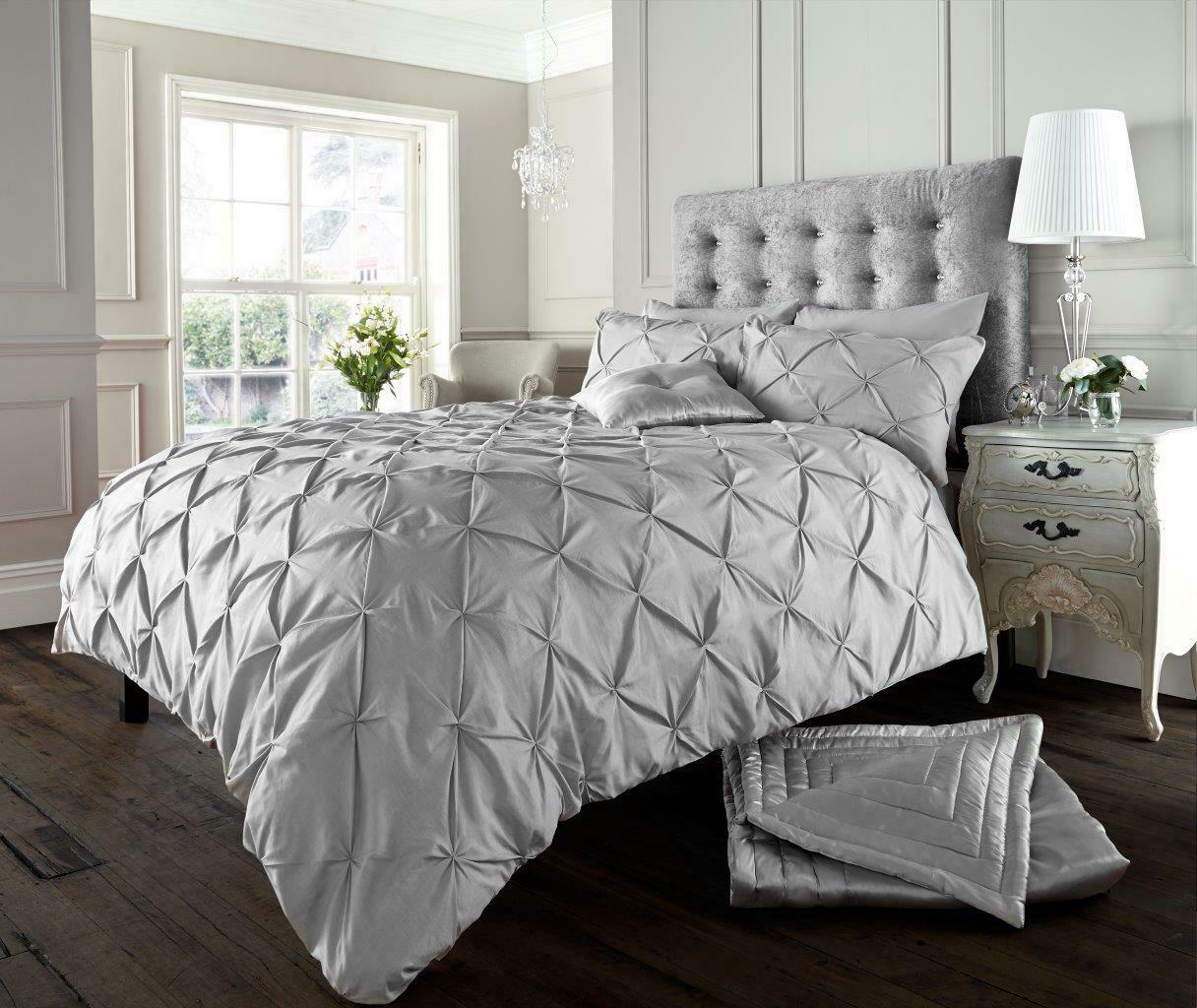 Pintuck Pleated Alford Duvet Cover Set Bedding With Pillowcase All Sizes Colours