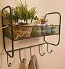 Vintage Style Black Metal Wall Shelf Unit Hooks Rack Home Storage Kitchen Decor