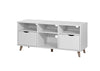 Scandi Nordic TV Unit Stand Cabinet 2 Drawer + Shelf White 117cm Media Cabinet