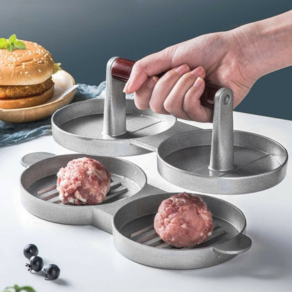 Hamburger Maker Double Burger Press Aluminium Non Stick Beef Patty Meat BBQ