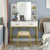 Vanity Set Dressing Table with Mirror Drawers & Stool Elegant Bedroom Furniture