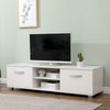 White 140cm Wide TV Stand Gloss Fronts Television Cabinet 2 Storage Cupboards