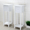 New Pair of Tall Slim Bedside Telephone Tables Narrow Bedroom Hallway Wood White