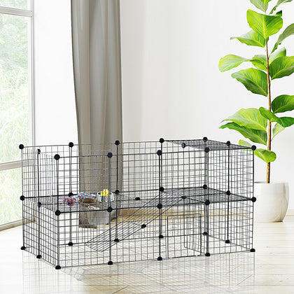 Small Animals Cage DIY Pet Playpen Metal Wire Fence Indoor Outdoor 36 Panel