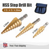 3pcs Step Cone Drill Bit Set HSS Steel Titanium Coated Hex Shank Hole Cutter