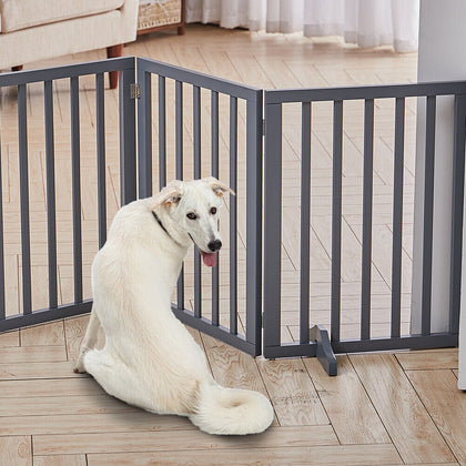 Free Standing Pet Dog Fence 3/4 Panel Folding Barrier Indoor Outdoor Safety Gate